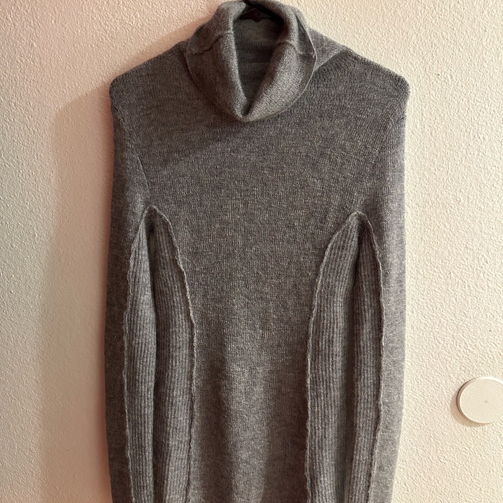 Cozy Grey Turtleneck Women's Sweater Dress